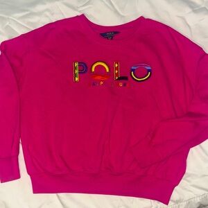 Ralph Lauren Polo terry cloth pink sweatshirt embroidered girls size XL